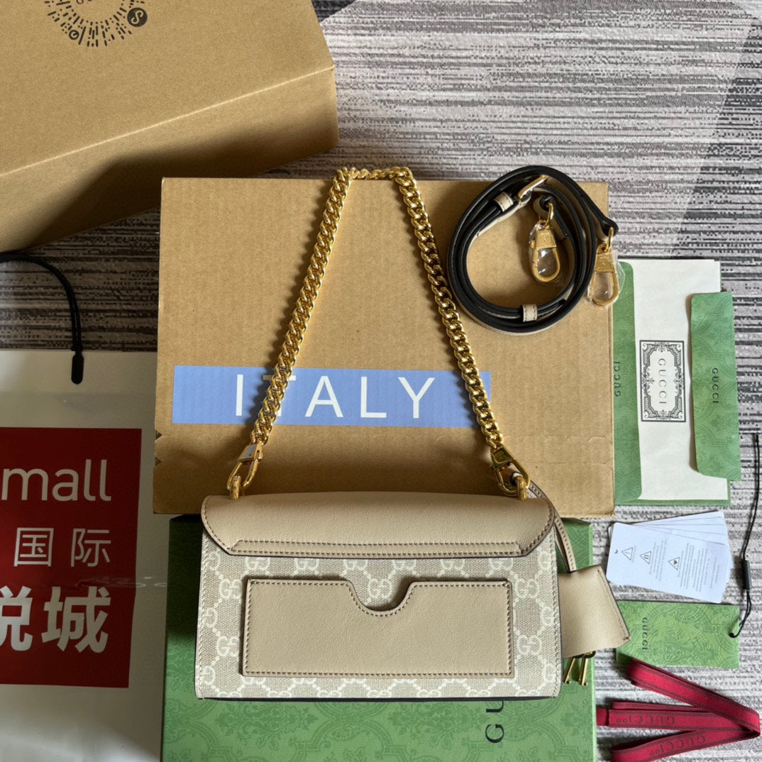 PADLOCK 22 SMALL G*G SHOULDER BAG IN BEIGE CALFSKIN AND CANVAS