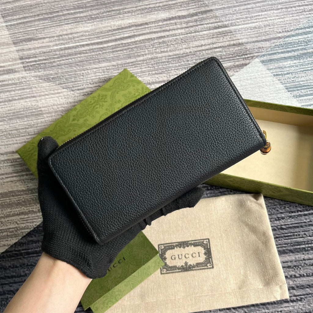 G*G MARMONT 19 ZIP-AROUND WALLET BLACK CALFSKIN