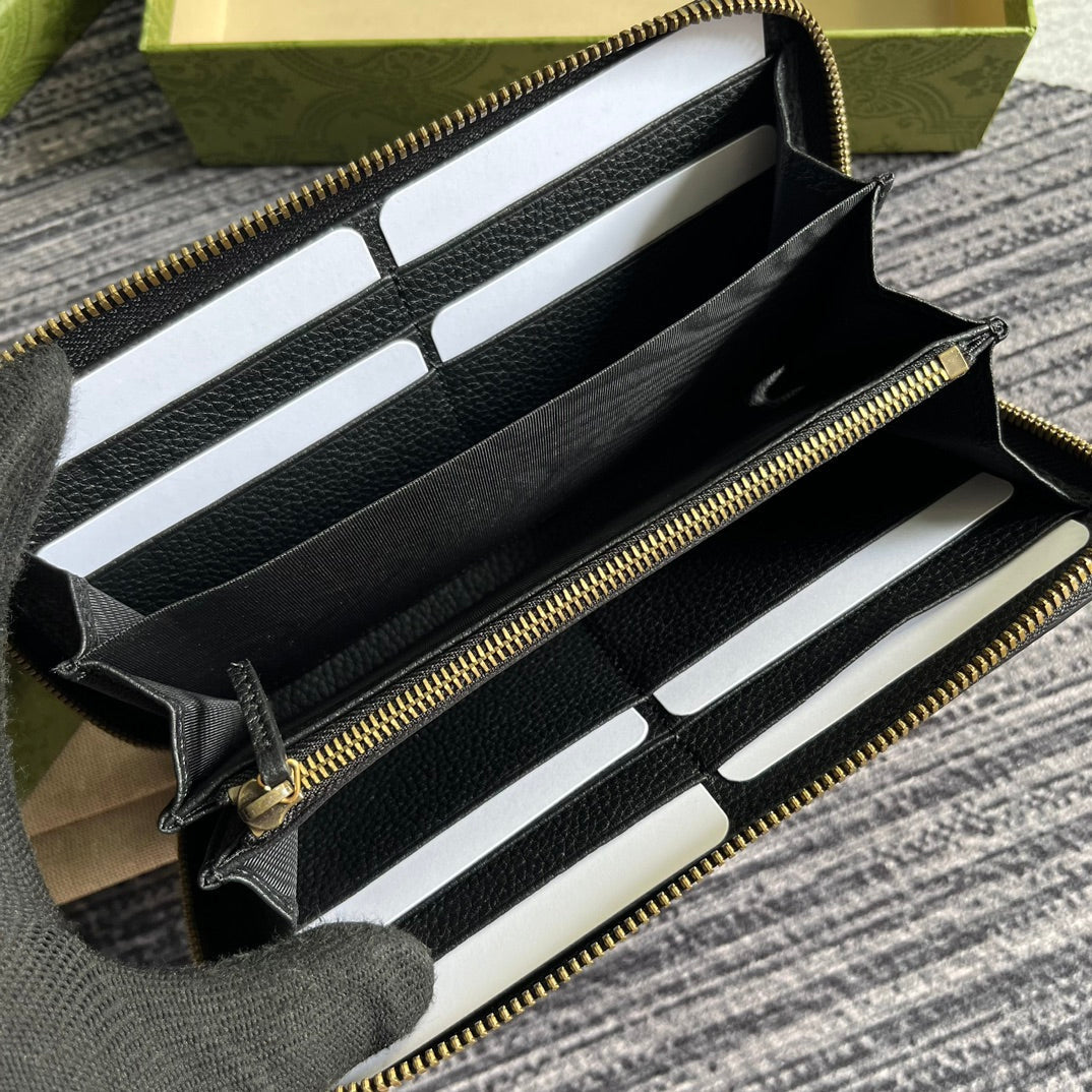 G*G MARMONT 19 ZIP-AROUND WALLET BLACK CALFSKIN