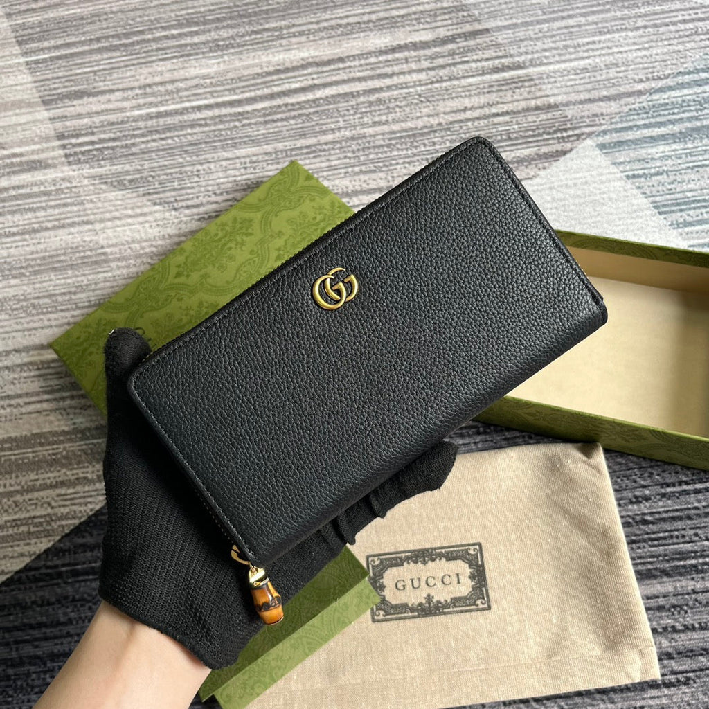 G*G MARMONT 19 ZIP-AROUND WALLET BLACK CALFSKIN