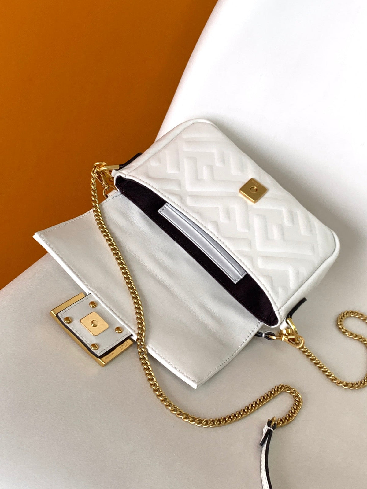 Baguette Bag F*F Motif Leather Ghw