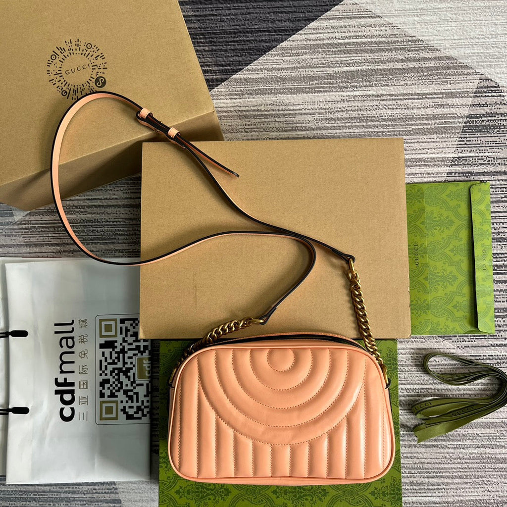 G*G MARMONT SMALL 24 MATELASSÉ IN PEACH PINK CALFSKIN