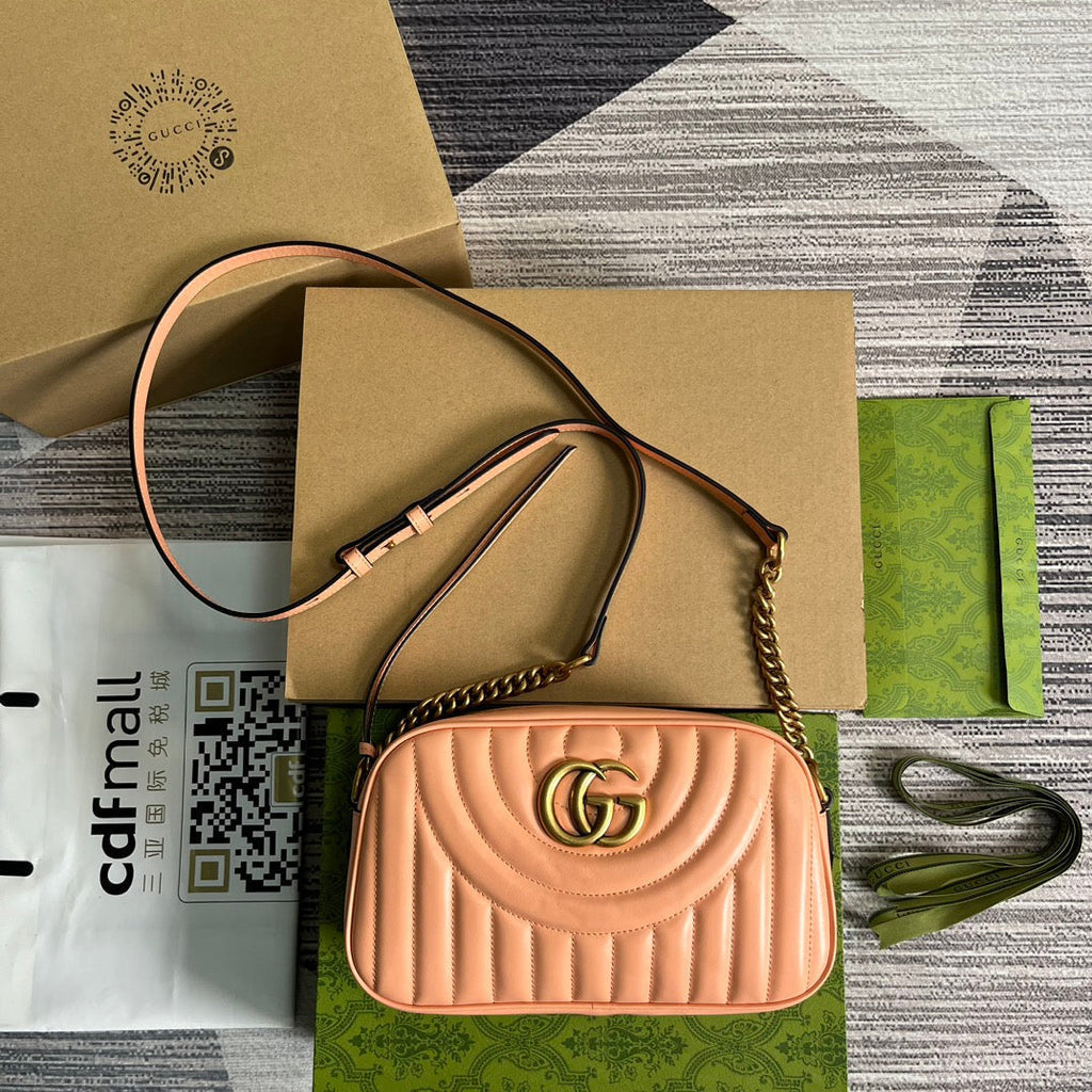 G*G MARMONT SMALL 24 MATELASSÉ IN PEACH PINK CALFSKIN
