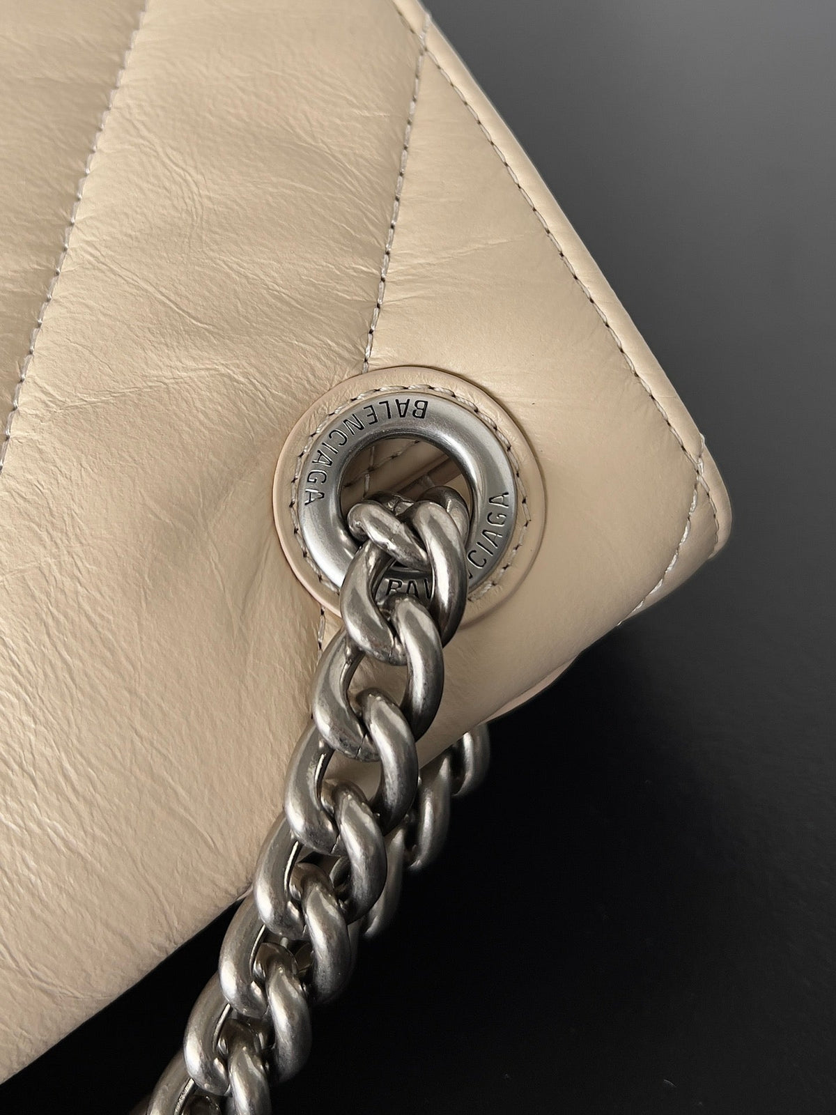CRUSH CHAINED BAG QUILTED LAMBSKIN SILVER HARDWARE