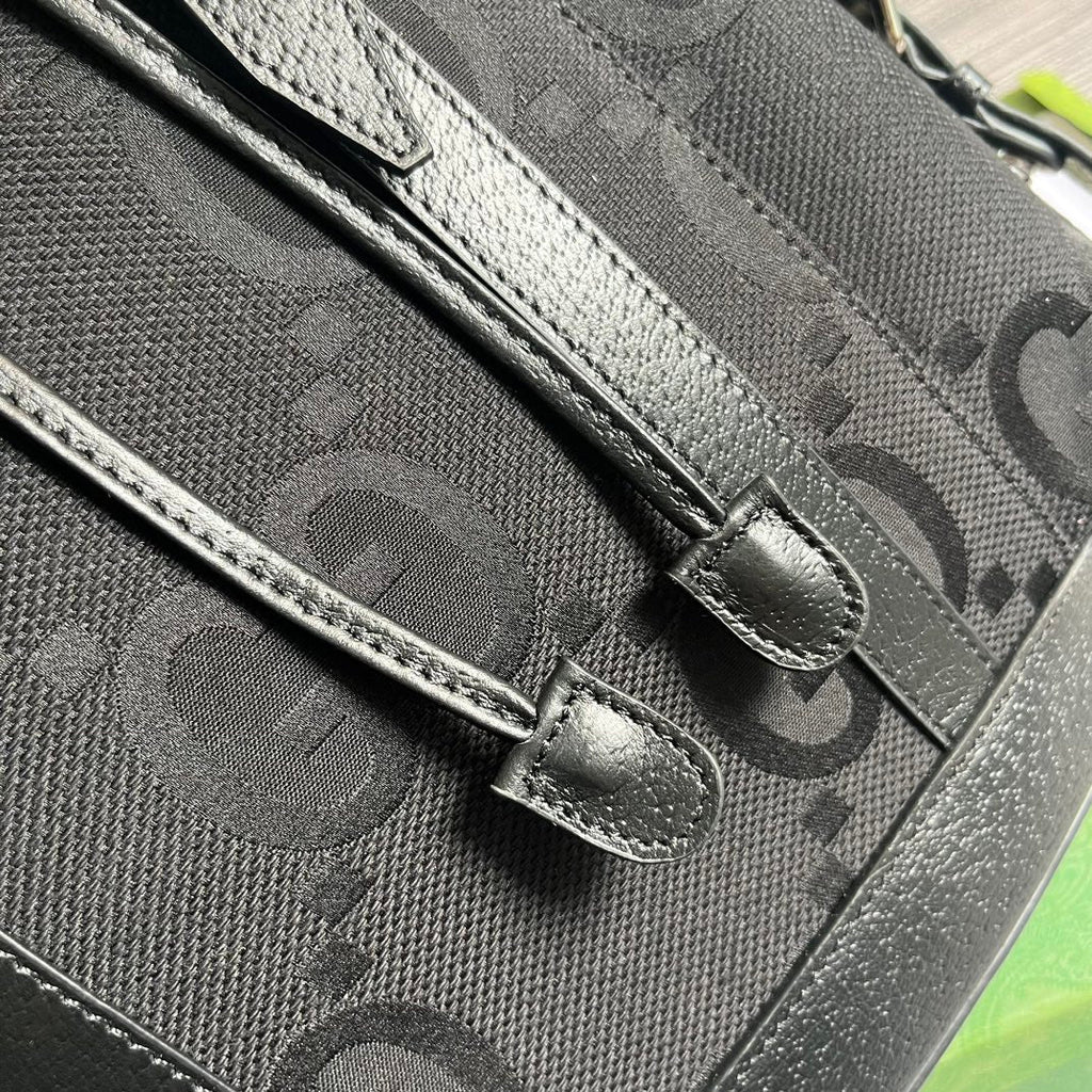 G*G OPHIDIA LARGE 42 BACKPACK IN BLACK CANVAS AND CALFSKIN