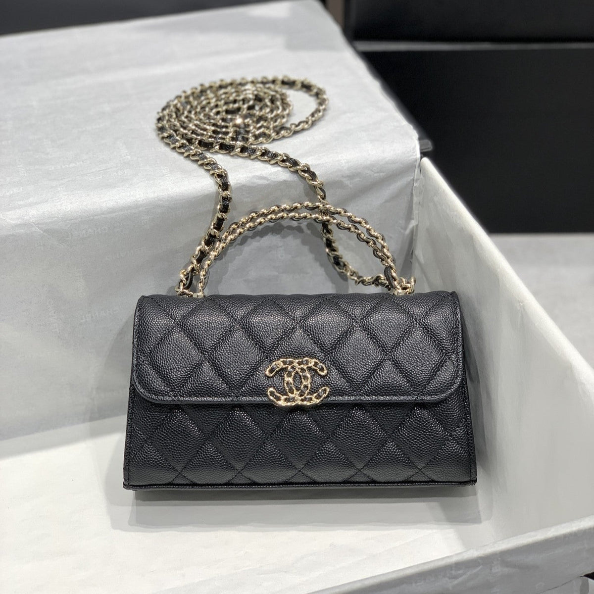 23P Flap Bag Caviar Gold Hardware