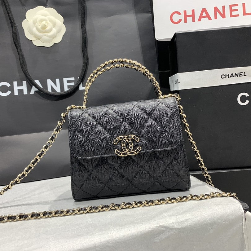 23P Flap Bag Caviar Gold Hardware