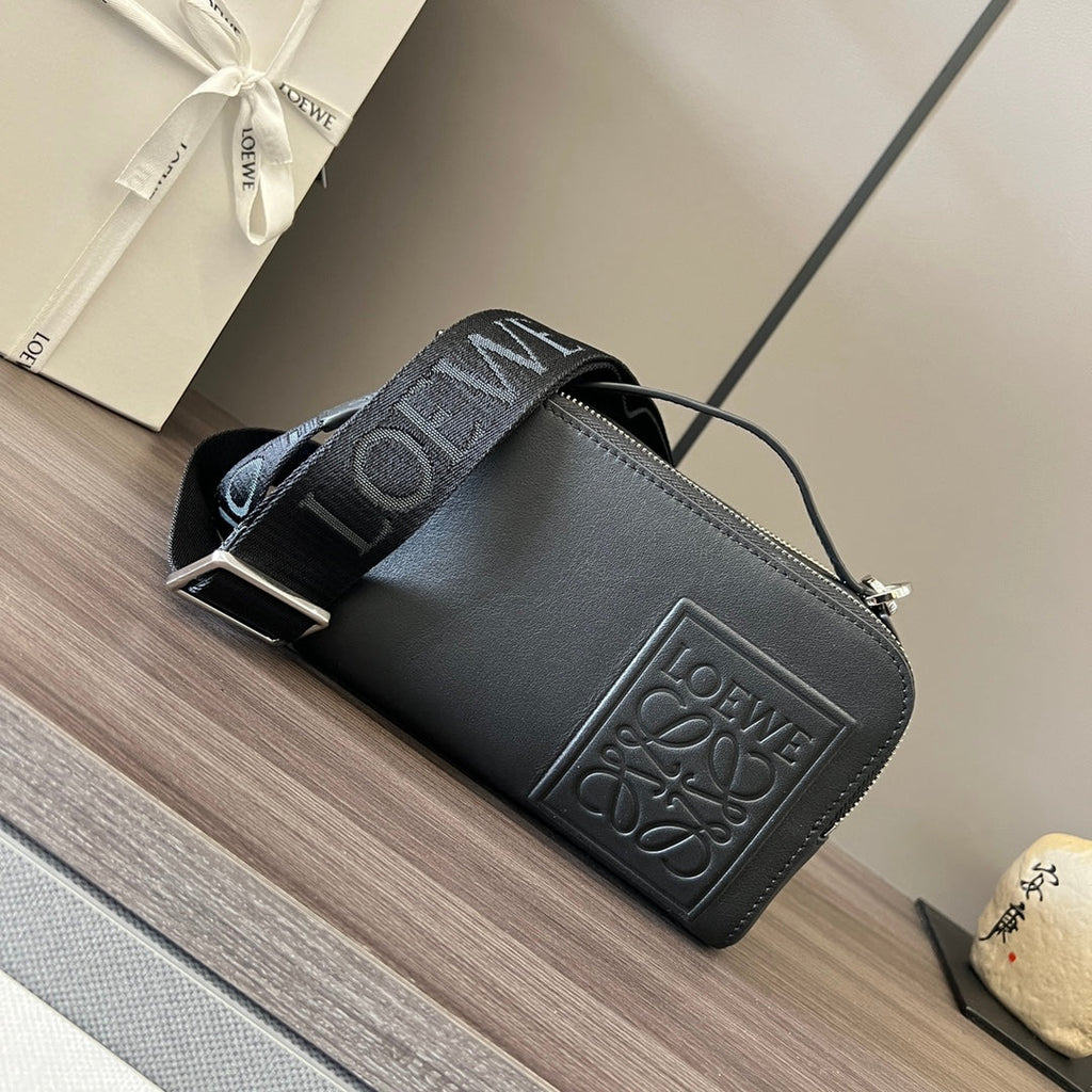 L*ew Mini Camera Black Leather Cross Body Bag
