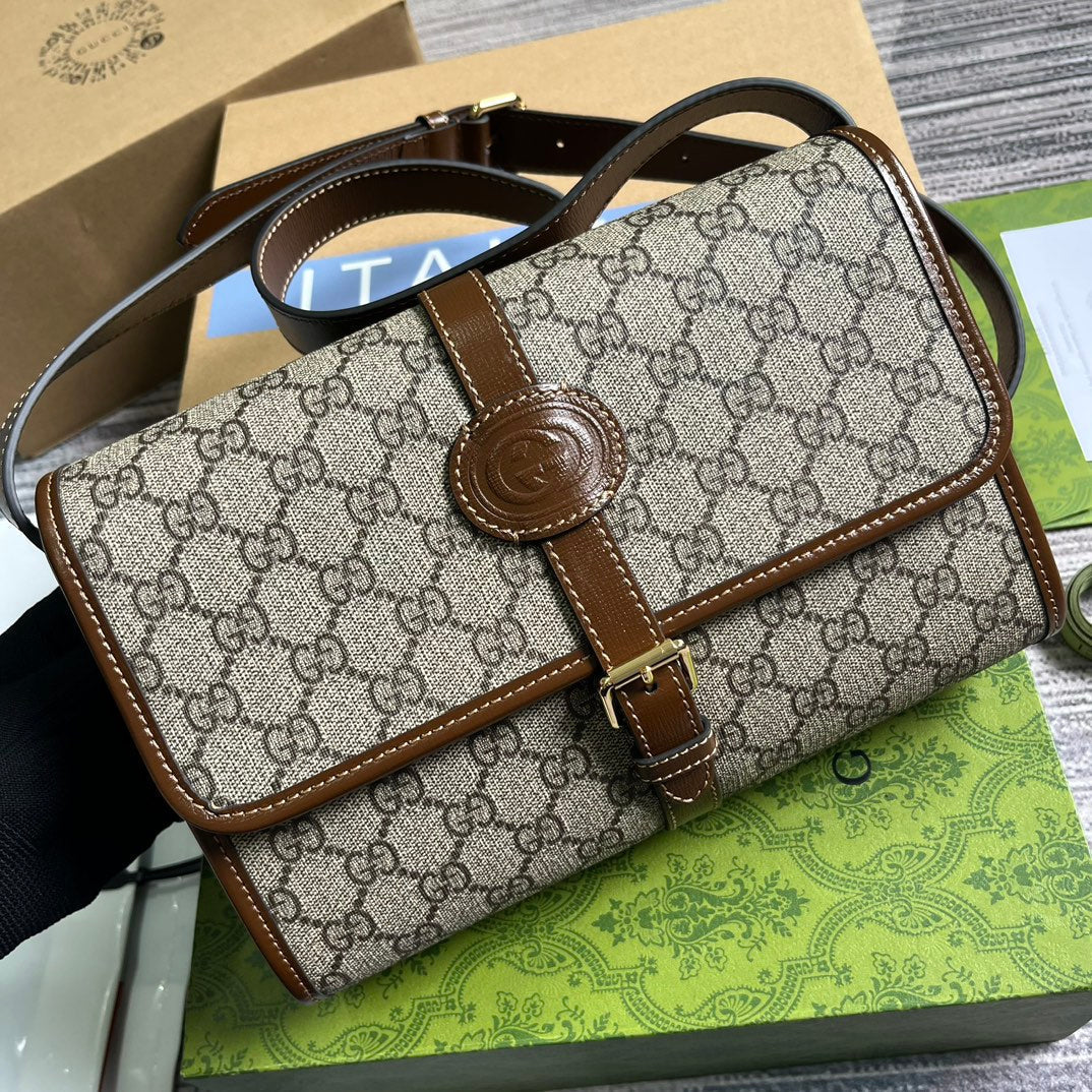 MESSENGER BAG CANVAS ANG CALFSKIN