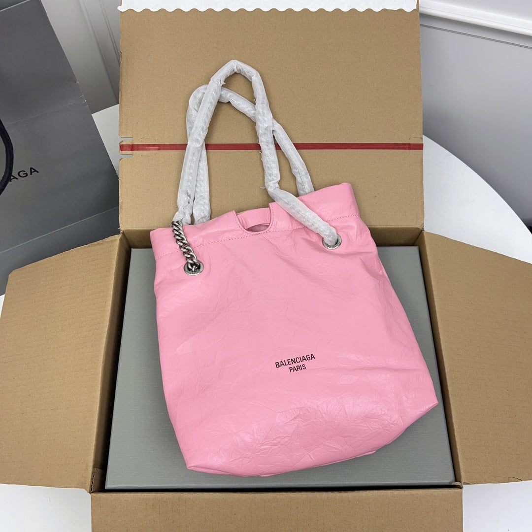 CRUSH TOTE BAG CRUSHED CALFSKIN SILVER HARDWARE
