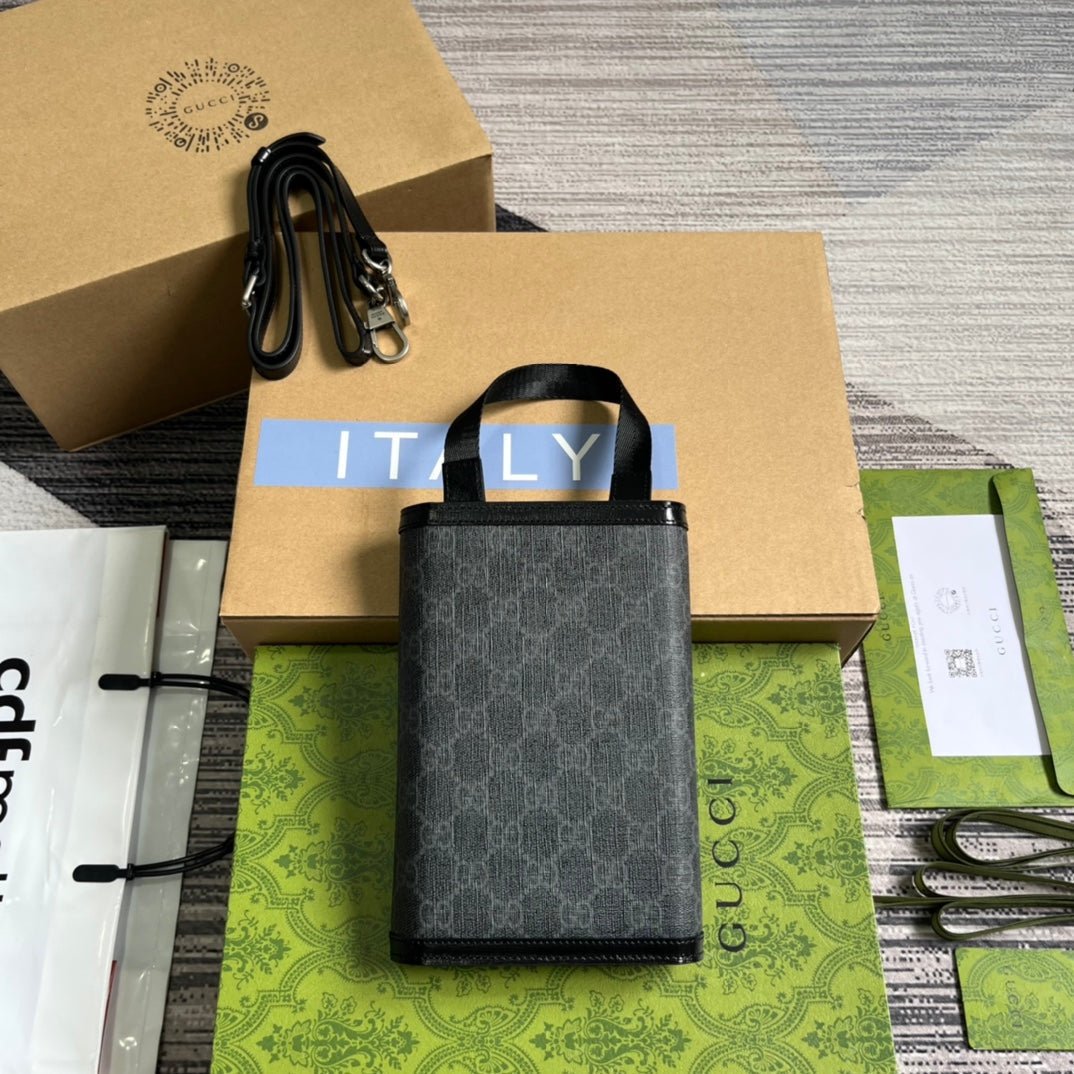 G*G CLASP CLUTCH CANVAS CALFSKIN