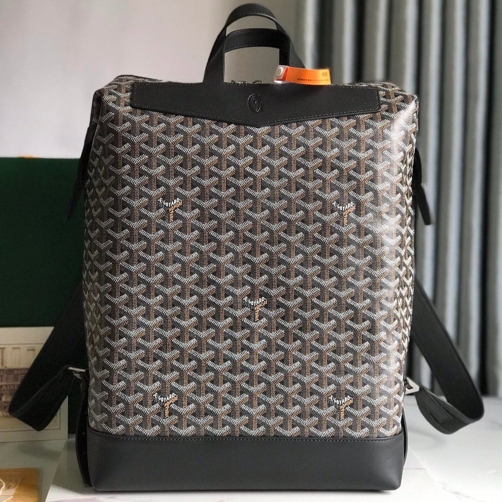 CISALPIN BACKPACK 43 IN BLACK G*yardine CANVAS AND CALFSKIN