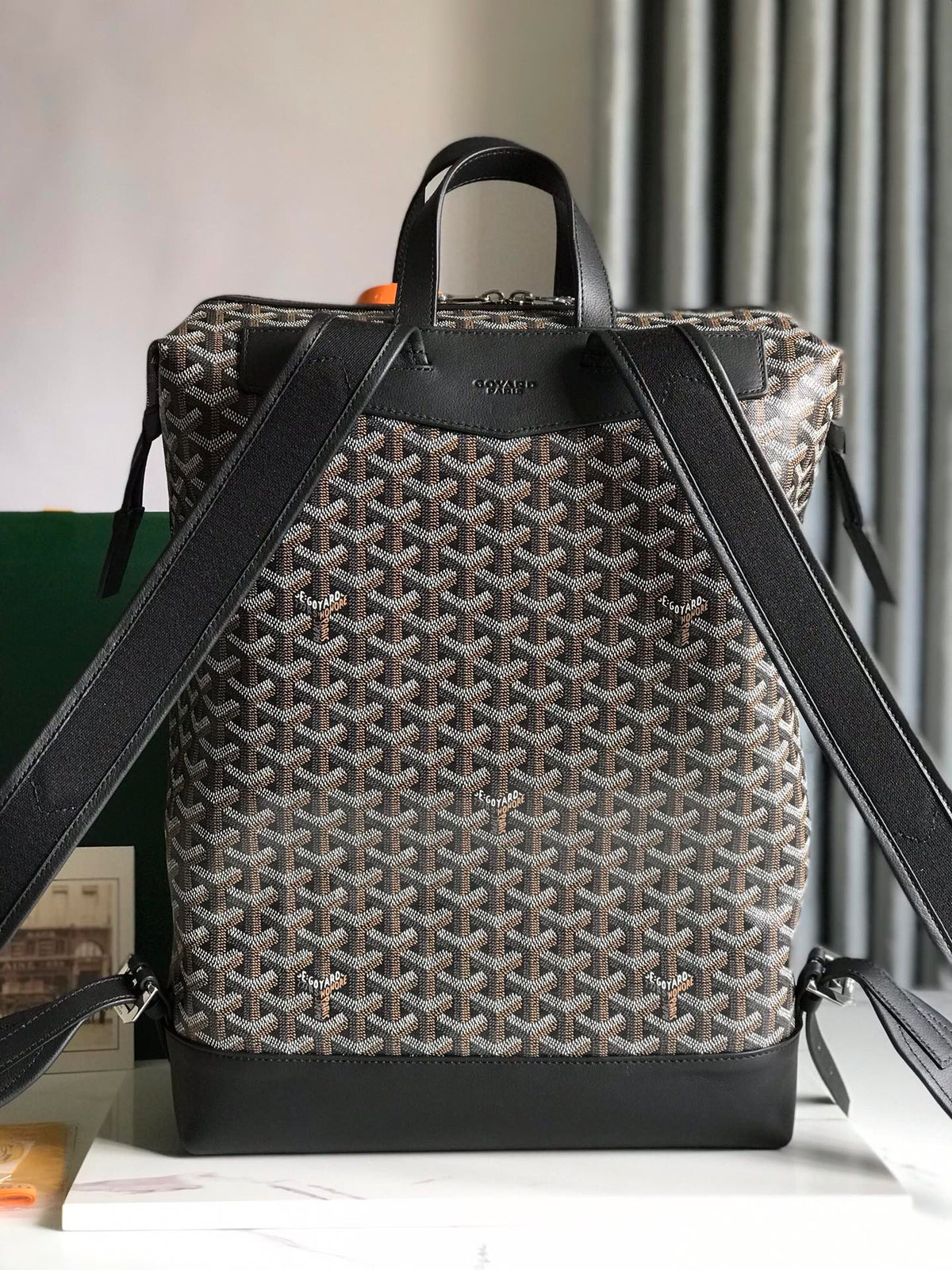 CISALPIN BACKPACK 43 IN BLACK G*yardine CANVAS AND CALFSKIN