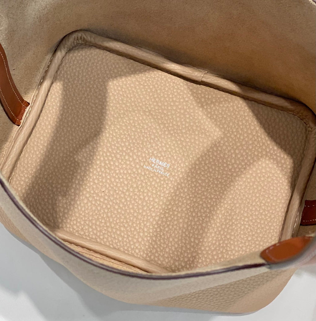 H*rmes Picotin Lock 18 Beige mix Brown Togo Leather