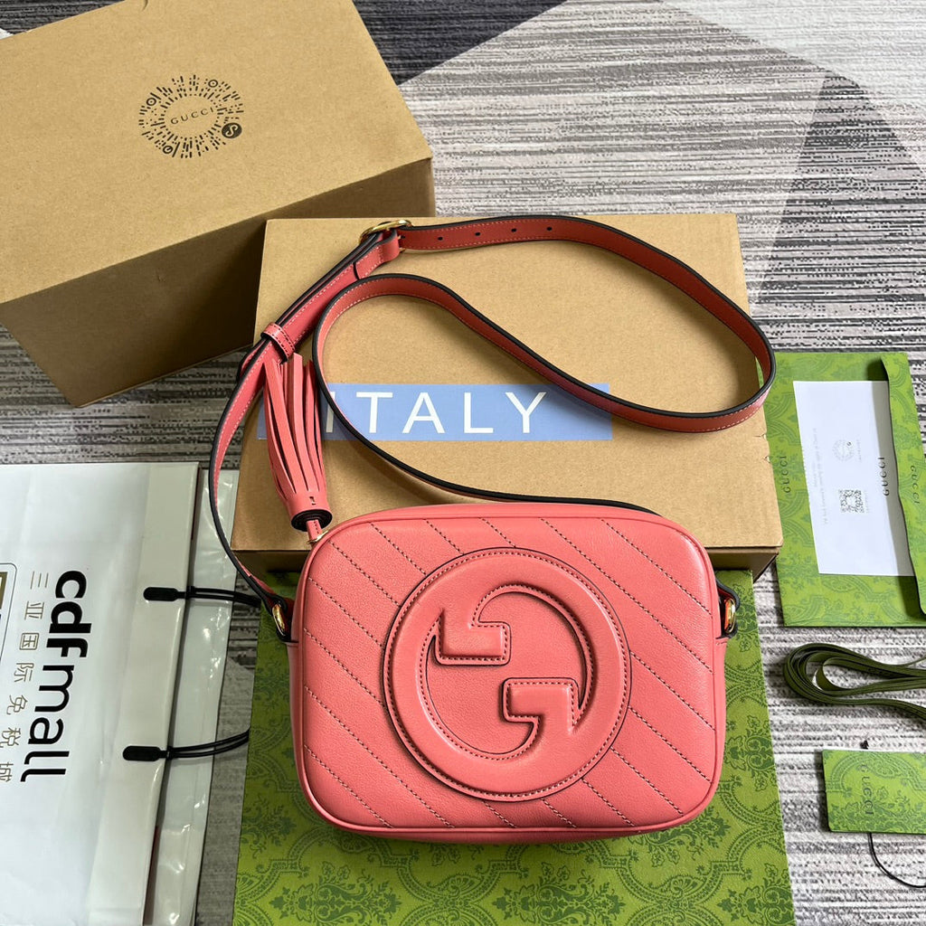 G*G BLONDIE SMALL 21 SHOULDER BAG IN DARK PINK CALFSKIN