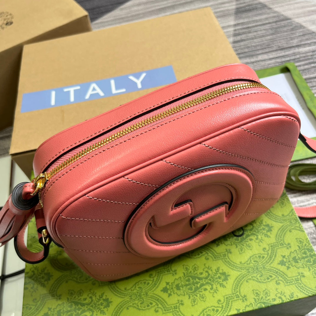 G*G BLONDIE SMALL 21 SHOULDER BAG IN DARK PINK CALFSKIN