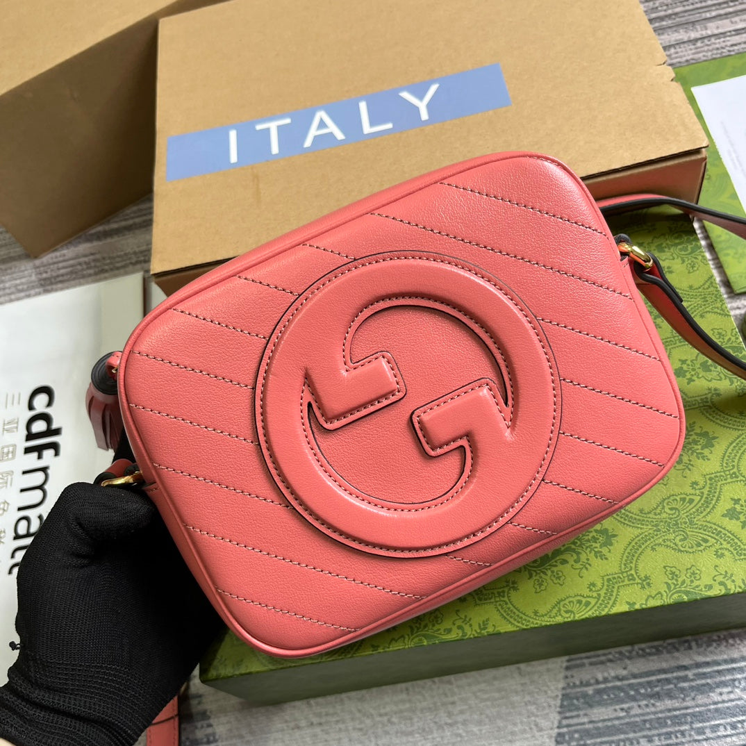 G*G BLONDIE SMALL 21 SHOULDER BAG IN DARK PINK CALFSKIN