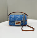 F*ndi 19 BAGUETTE BAG IN LIGHT BLUE CANVAS WITH SILVER HARDWARE