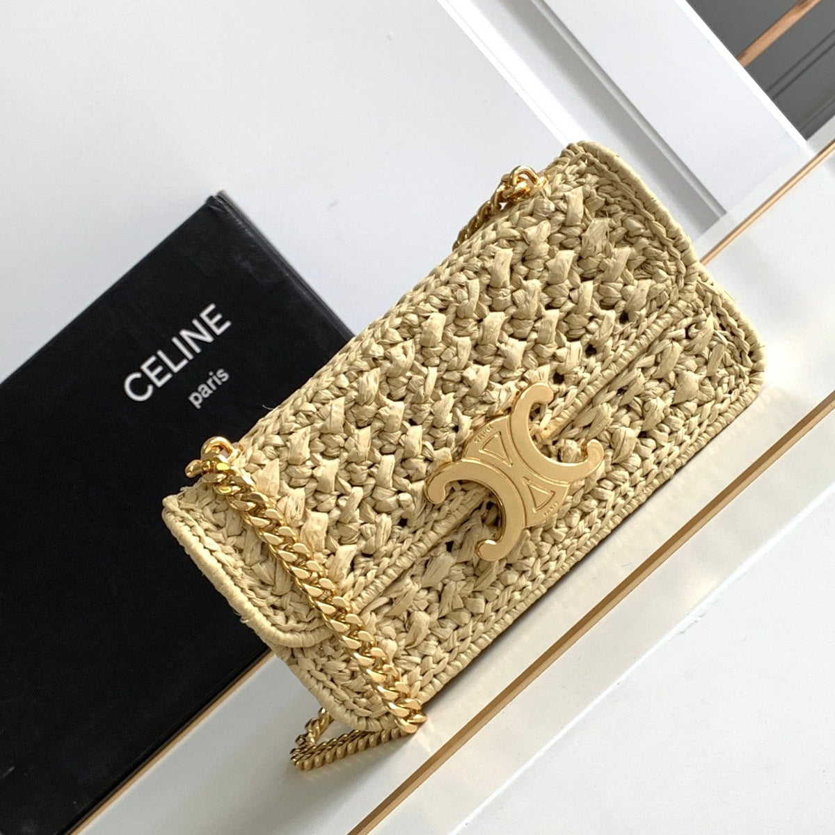 C*L Triomphe Raffia Gold Hardware