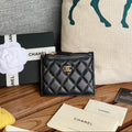 C*C A84105 Coin Case Black Gold Metal Lamskin