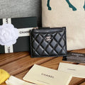 C*C A84105 Coin Case Black Sliver Metal Lamskin