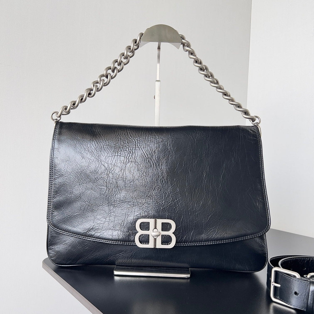 BB SOFT FLAP BAG CALFSKIN SILVER HARDWARE