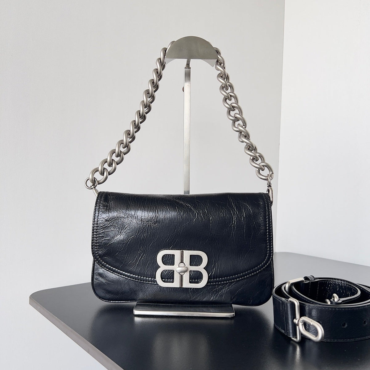 BB SOFT FLAP BAG CALFSKIN SILVER HARDWARE