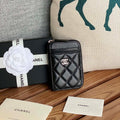 C*C 22A Zippy Coin Purse Black Sheepskin Sliver Steel