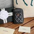 C*C 22A Zippy Coin Purse Black Sheepskin GHW