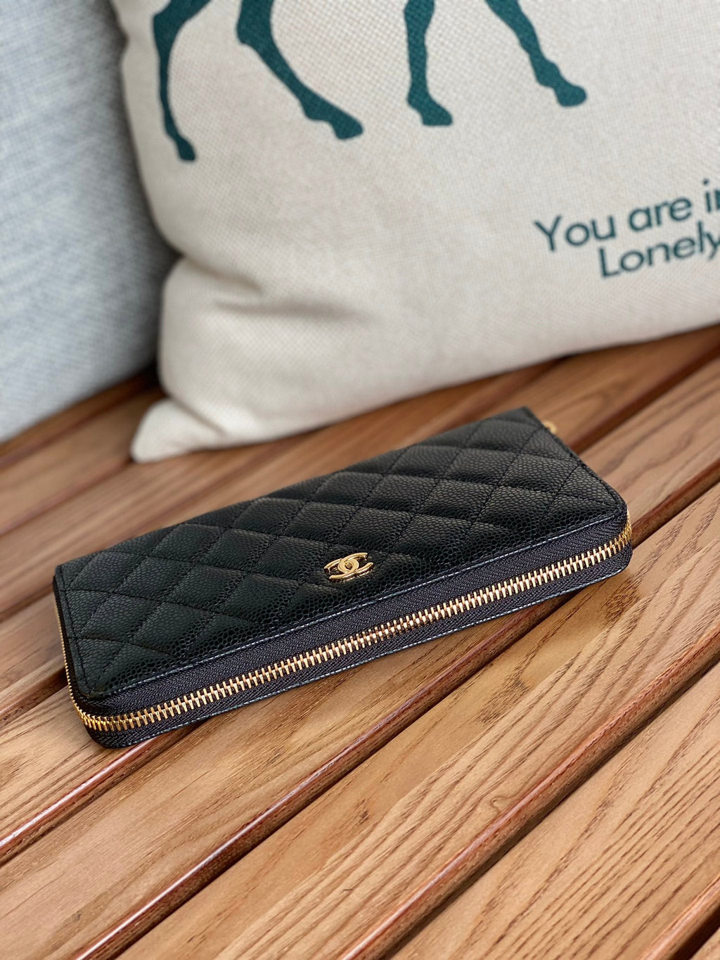 C*C Zippy Long Wallet 19.5cm Black Caviar GHW