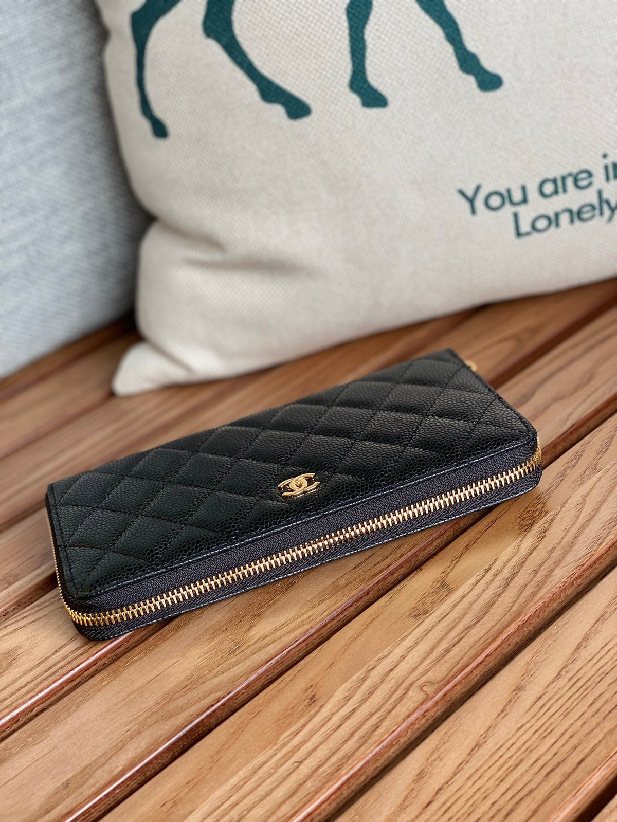 C*C Zippy Long Wallet 19.5cm Black Caviar GHW