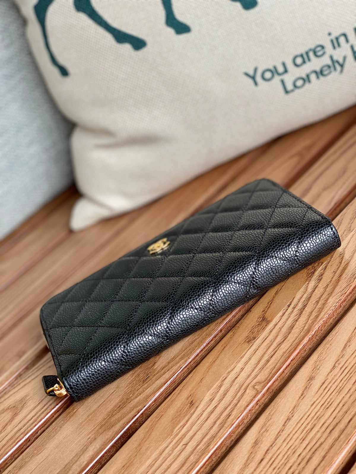 C*C Zippy Long Wallet 19.5cm Black Caviar GHW