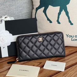 C*C Zippy Long Wallet 19.5cm Black Caviar GHW