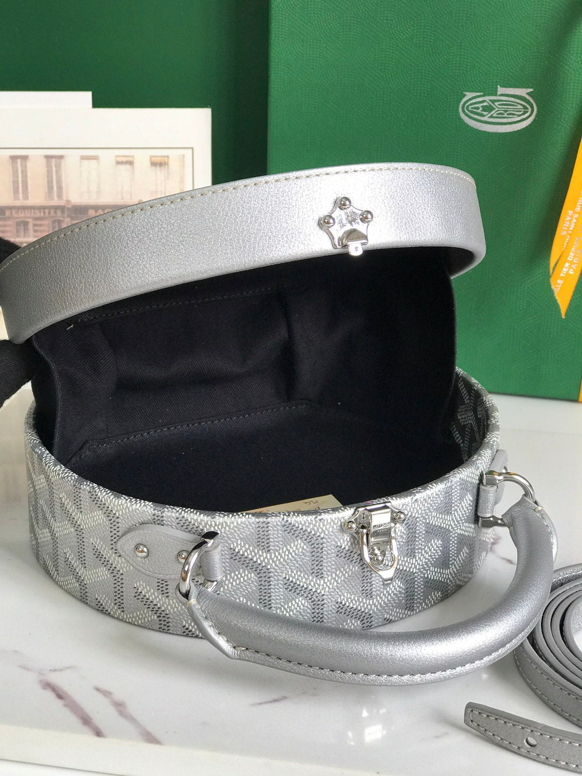 THE ALTO HATBOX TRUNK BAG 18 IN GRAY G*yardine CANVAS