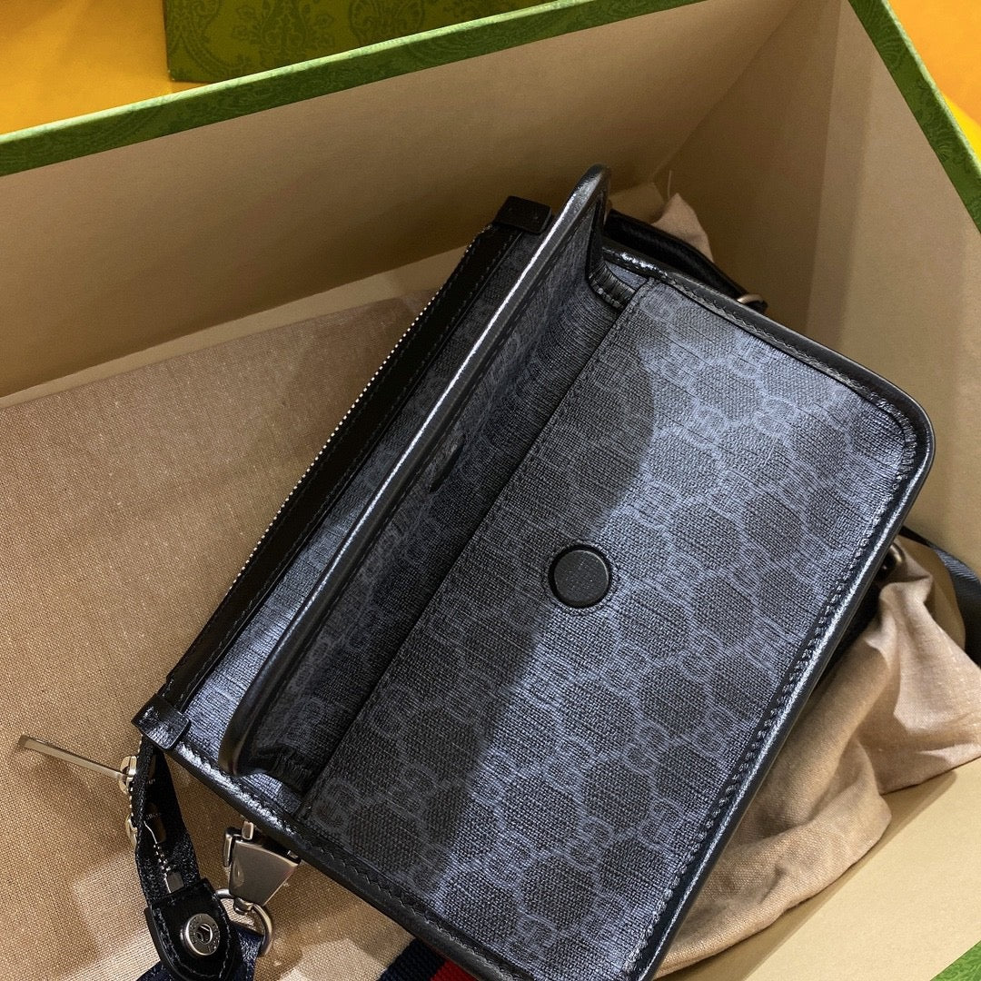 G*G SMALL 21 CROSSBODY BAG WITH TAG IN BLACK CANVAS