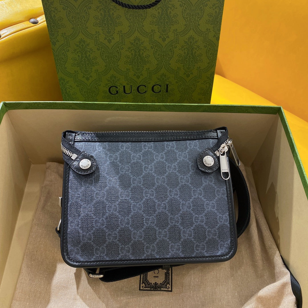 G*G SMALL 21 CROSSBODY BAG WITH TAG IN BLACK CANVAS