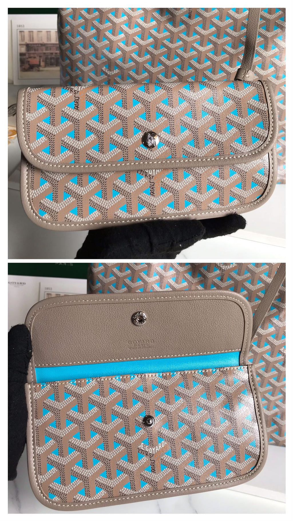 G*yard Boheme Hobo Bag 42cm Turquoise Canvas & Cafskin
