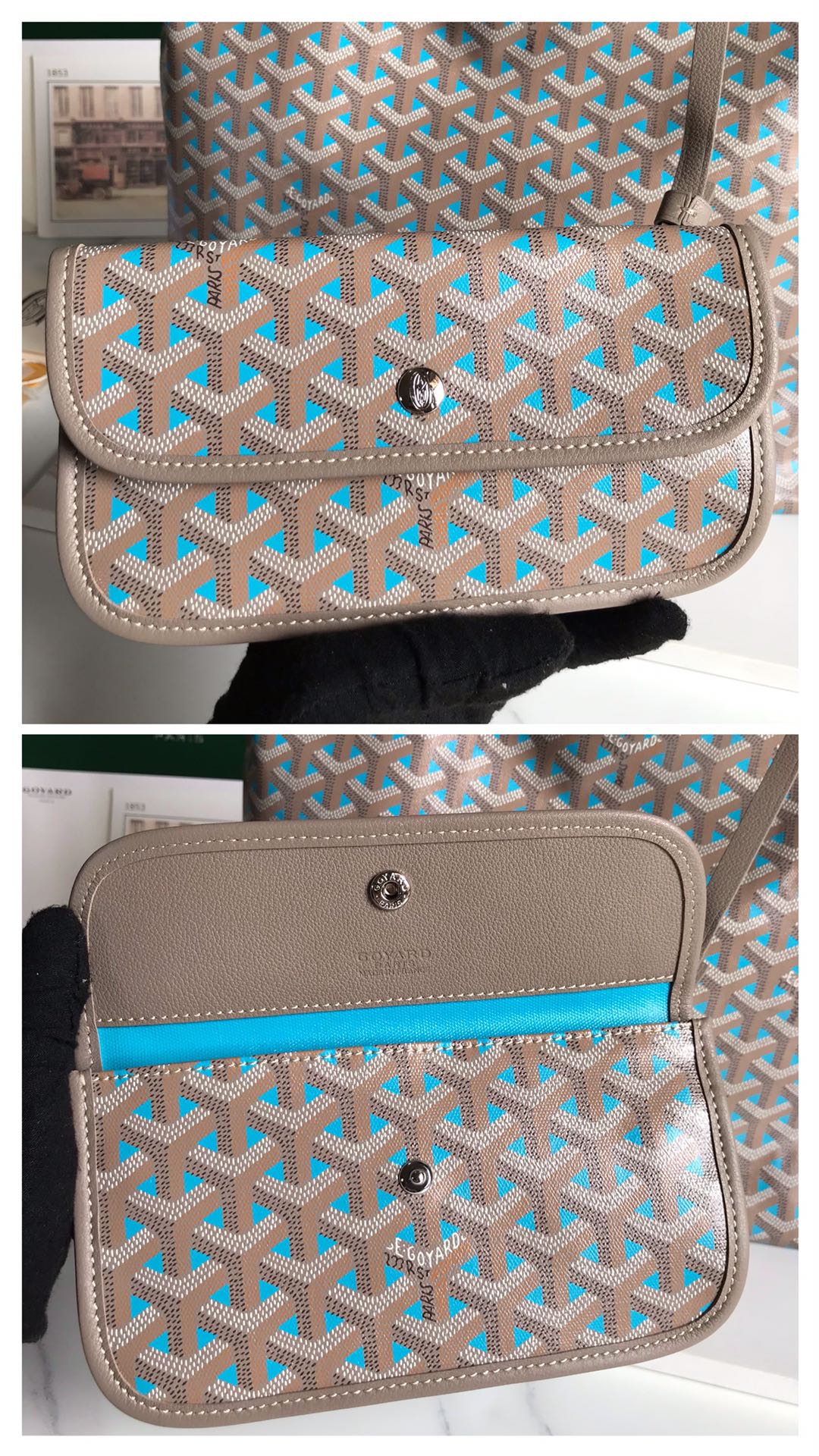 G*yard Boheme Hobo Bag 42cm Turquoise Canvas & Cafskin