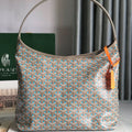G*yard Boheme Hobo Bag 42cm Turquoise Canvas & Cafskin