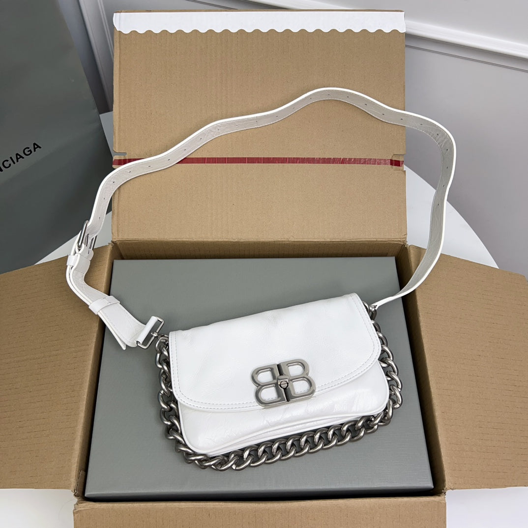BB SOFT FLAP BAG CALFSKIN SILVER HARDWARE