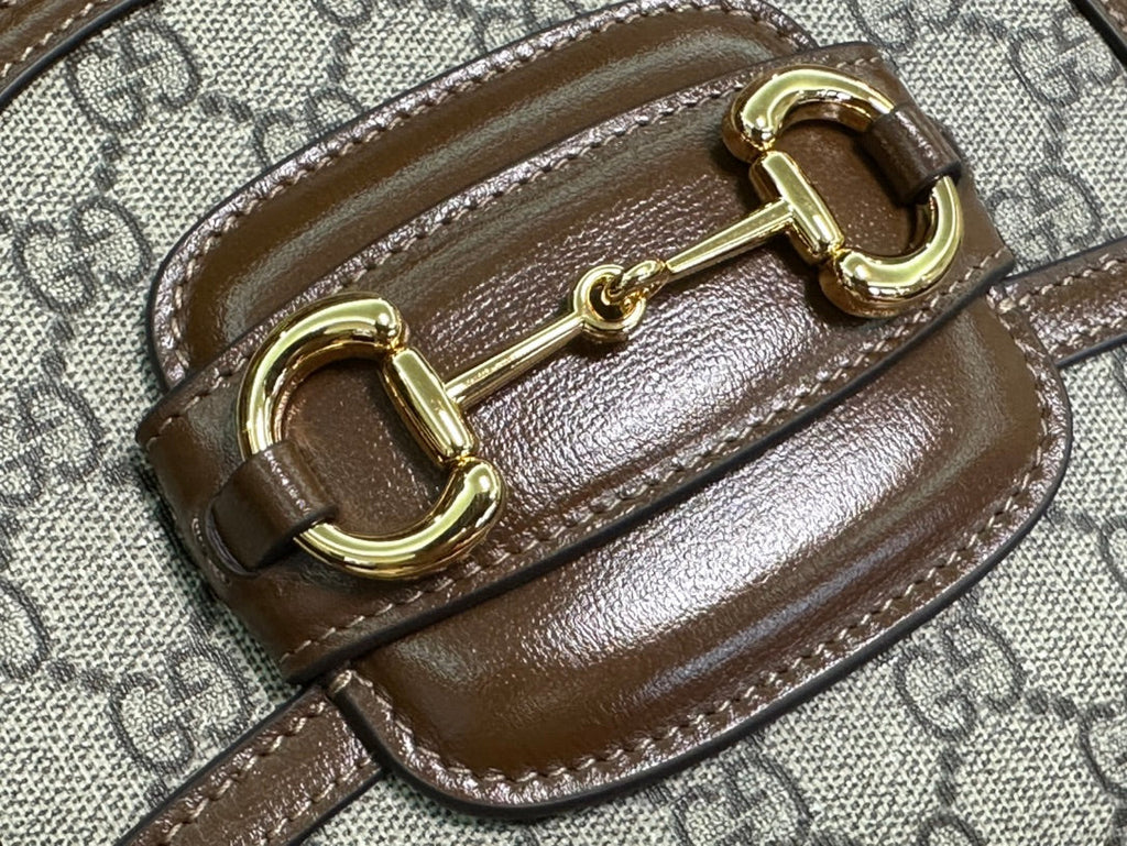 G*G 18 HORSEBIT 1955 MINI BAG BEIGE CANVAS AND EBONY CALFSKIN