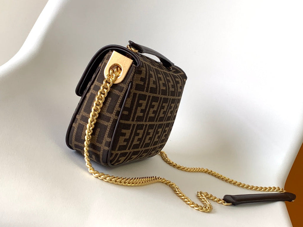 F*nd Baguette F*F Jacquard Fabric Bag Ghw