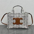 C*line 2026 Triomphe Printed Bag 26cm White Brown Black Canvas Calfskin