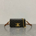 C*line Multipochette Triomphe Black Brown Canvas & Calfskin