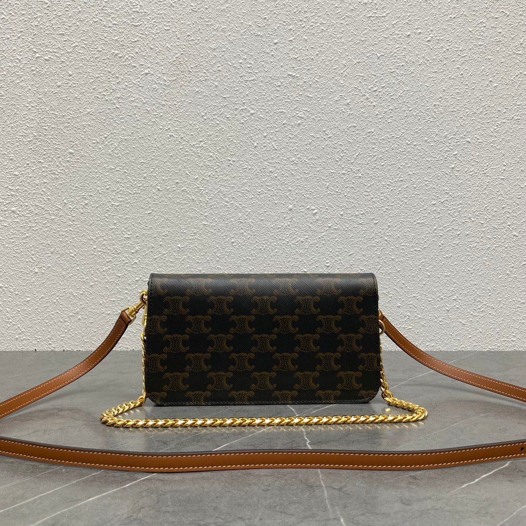 C*line Multipochette Triomphe Black Brown Canvas & Calfskin