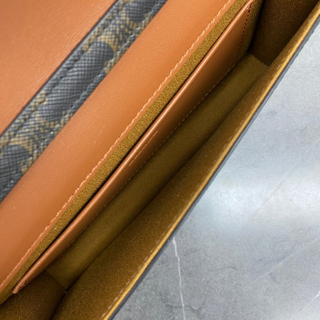 C*line Multipochette Triomphe Black Brown Canvas & Calfskin