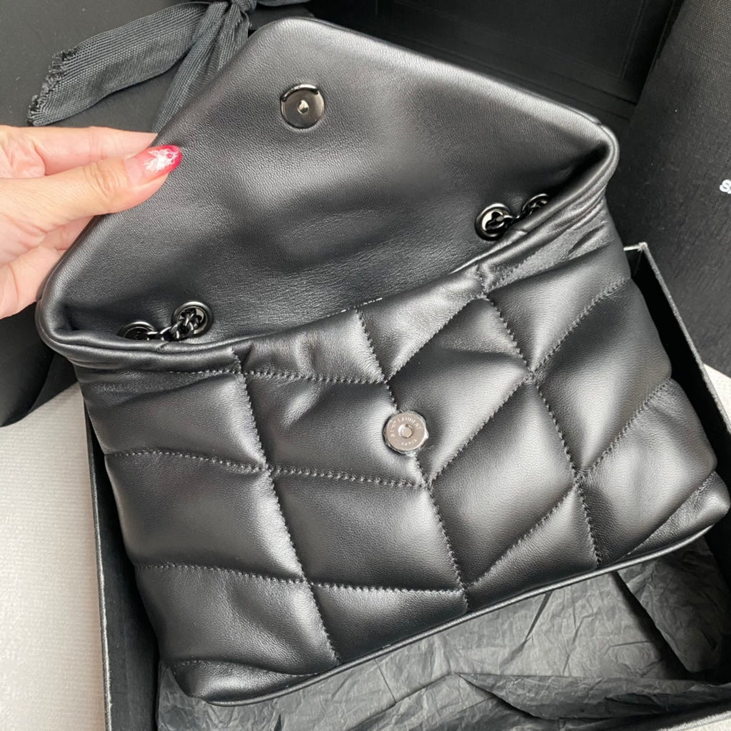 LOULOU MINI 23 ALL BLACK QUILTED LEATHER