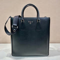 Pr*da Triangle-Logo Tote Bag Black Saffiano Leather