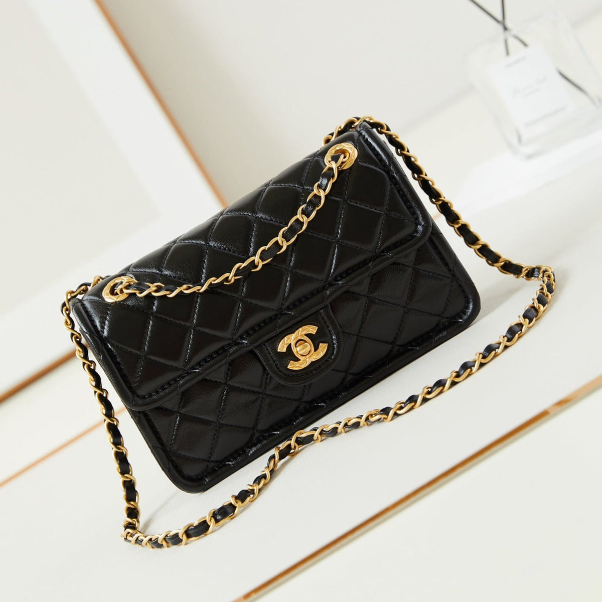 24S FLAP BAG CALFSKIN GOLD HARDWARE