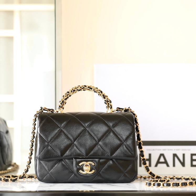 24B Flap Bag Top Handle Lambskin